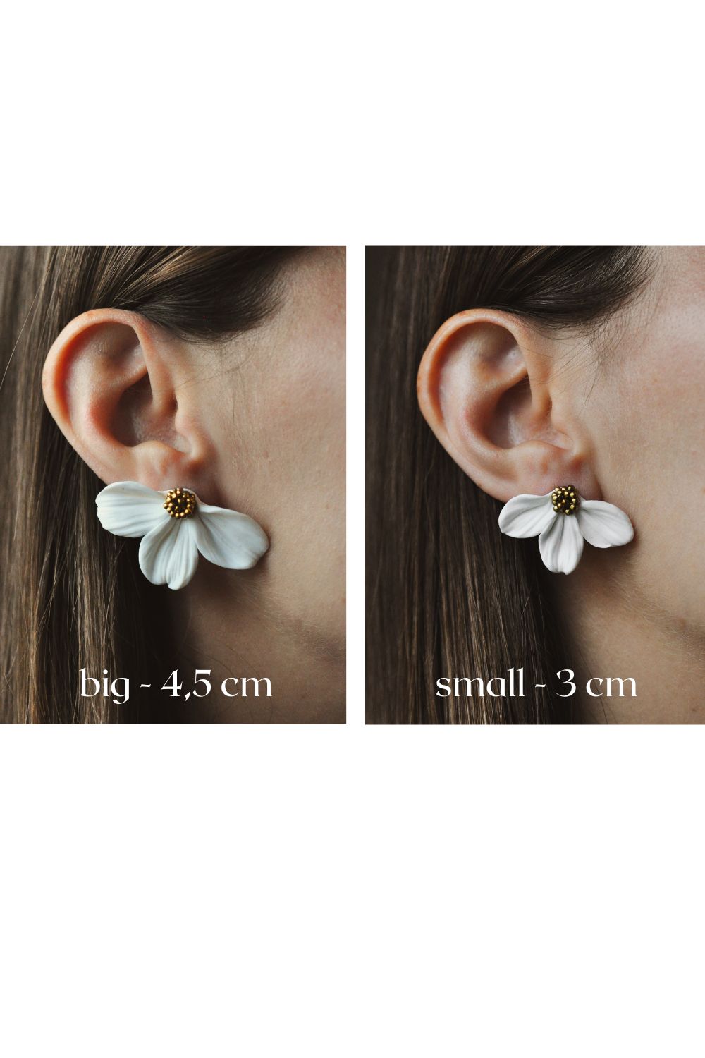 Silver & White Flower Earrings