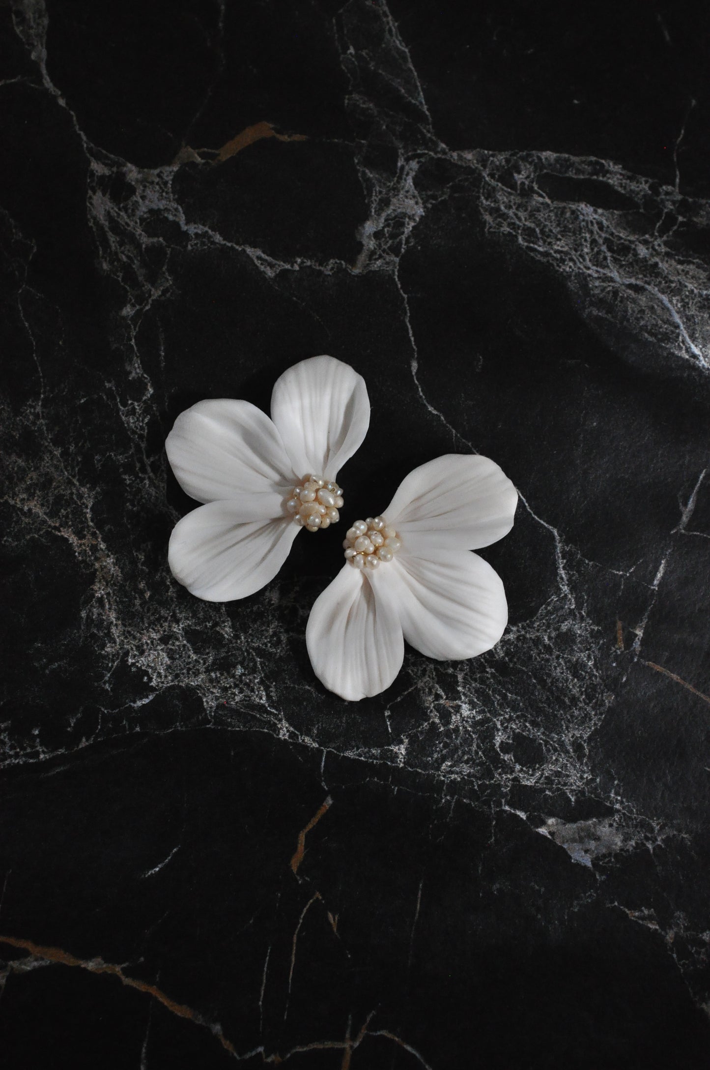 Pearl & White Flower Earrings