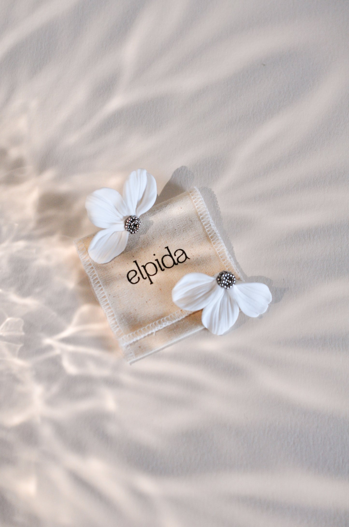 Silver & White Flower Earrings